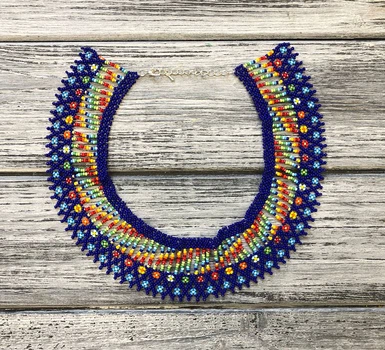 Колье-силянка из чешского бисера HatynkaUA Rainbow Necklace стильное ожерелье ручной работы (SUN999_19)