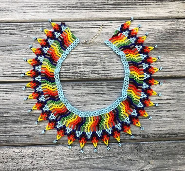 Кольє-силянка із чеського бісеру HatynkaUA Rainbow Necklace ручної роботи до вишиванки (SUN999_18)
