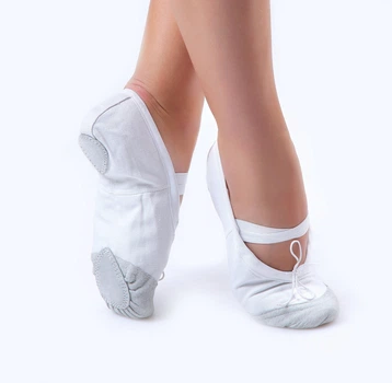 Балетки танцевальные Dance & Sport 011 с нашитой кожей на носке и кожаной подошвой 41 Белые