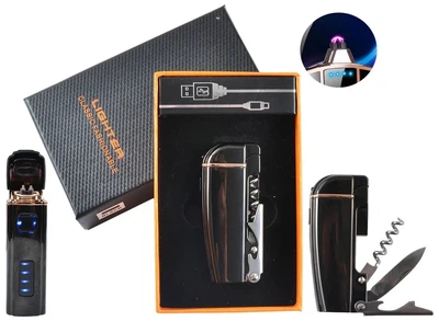 USB-зажигалка Электроимпульсная мультитул Lighter Corkscrew Black Ice