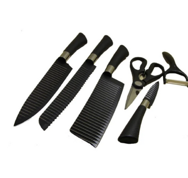 Набор ножей LS 6pcs Knife Set + керамическая овощечистка+ ножницы эргономичный