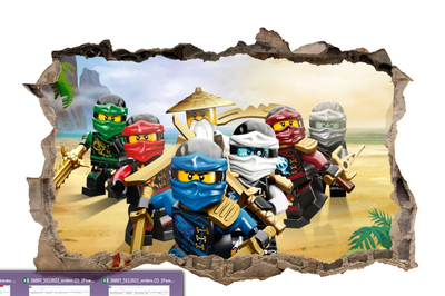 Наклейка на стену детская Oracal Lego Ninjago Лего 115 х 75 см (LG81)