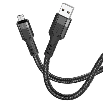 Кабель HOCO U110 USB - Micro USB (2.4A) (1.2M) Чорний