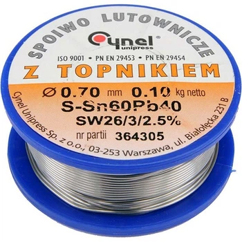 Припой CYNEL Sn60-Pb40 проволочный на катушке Ø=0.7 мм/m=100 г (76806)