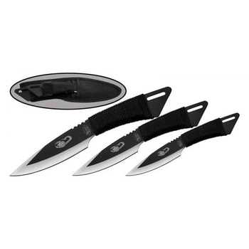 Метальні ножі набір 3 штуки в чохлі нержавіюча сталь "Скорпіон" Чорні