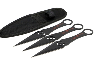 Метальні ножі набір 3 штуки в чохлі K004