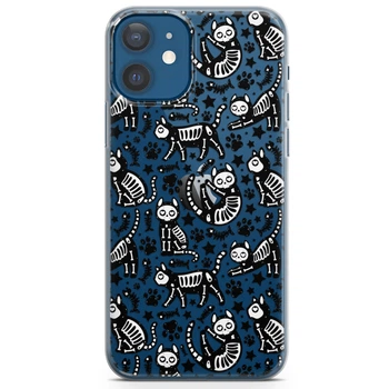 Чохол силіконовий для Apple IPhone 13 від Lex Altern (Чорний кіт, скелет, лапа, Хеллоуїн)
