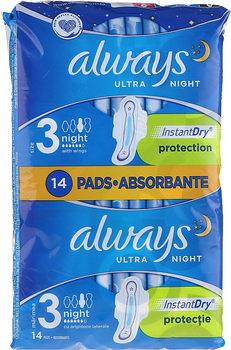 Always Ultra Night Instant Dry Гігієнічні прокладки, 14 шт 14шт (791193-23236)