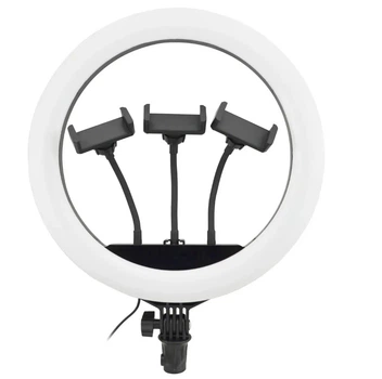 Кольцевая LED лампа с тремя держателями для смартфона UKC SP-14" диаметр 35 см Black (7328)