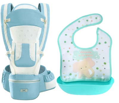 Хіпсіт, Ерго-рюкзак, кенгуру, перенесення Baby Carrier 6в1 М'ятний з сіткою слинявчик-трансформер (vol-9872)