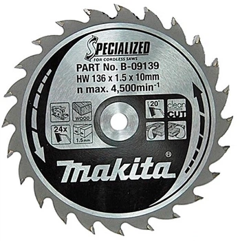 Диск пильный по дереву 136х10 мм 24T Makita B-09139