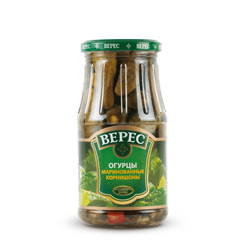 Огірки мариновані корнішони Верес 500г