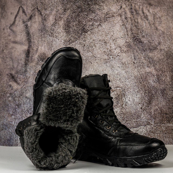 Зимние тактические берцы Nato Черные, Ботинки из натуральной кожи. 44