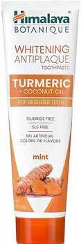 Отбеливающая зубная паста с куркумой и кокосовым маслом - Himalaya Herbals Botanique Turmeric & Coconut Oil Whitening Antiplaque Toothpaste 113g (1068212-89760)