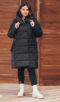Женское пальто зимнее с капюшоном MODA 200071 50 Черный ( М-200071/1 B )