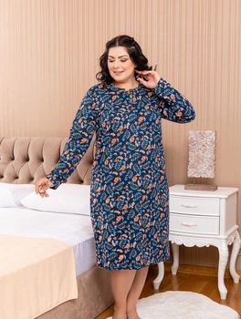Жіноча нічна сорочка Sabrina бавовняна на байці 11456 XL