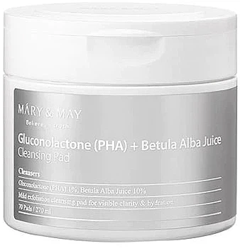 Очищающие пилинг-диски для лица - Mary & May Gluconolactone (PHA) + Betula Alba Juice Cleansing Pad 70шт (1106198-76824)