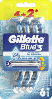 Одноразові станки для гоління (Бритви) чоловічі Gillette Blue 3 Cool 6 шт (7702018457304)