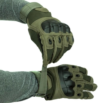 Перчатки тактические военные-армейские OAKLEY полнопалые с защитой костяшек, боевые, с закрытыми пальцами XL Оливковый BC-8792
