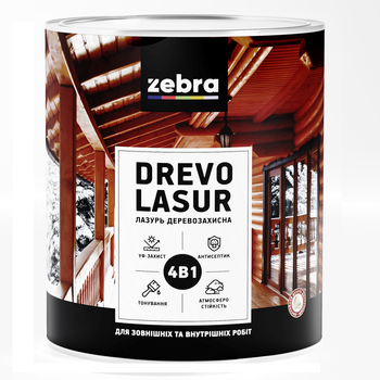 Лазурь деревозащитная 4 в 1 Zebra дуб 2,1 л