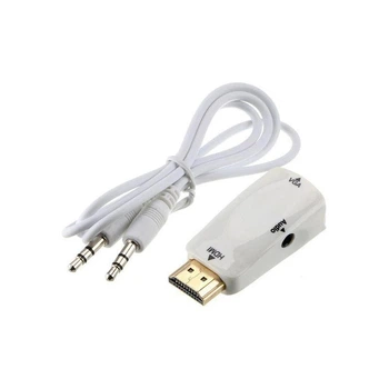 Конвертер відео адаптер HDMI-VGA зі звуком (білий)