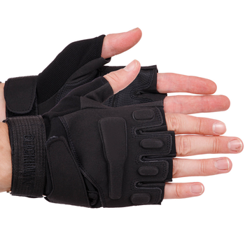 Тактичні рукавички з відкритими пальцями Zelart Blackhawk Action 4380 розмір XL Black