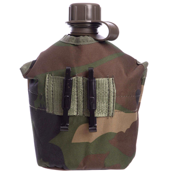 Тактична військова фляга з котелком у чохлі Zelart Action 4834 Camouflage Woodland