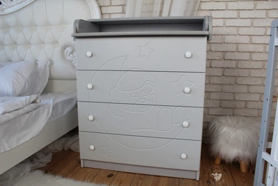 Пеленальний комод Baby Comfort TEDDY на 4 шухляди сірий, фасад МДФ