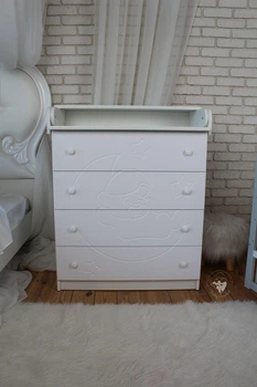 Пеленальний комод Baby Comfort TEDDY на 4 шухляди білий, фасад МДФ