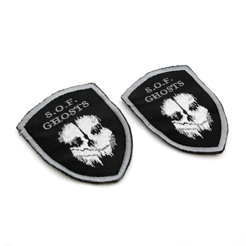 Якісний шеврон S.O.F. Ghosts (ССО Привиди) щит, шеврони на липучці, чорний з сірою вишивкою логотип Call of Duty