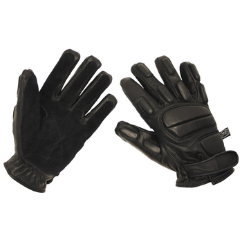 Тактичні шкіряні зимові рукавички MFH "Protect" стійкі до порізів чорні р-р M (15622_M)