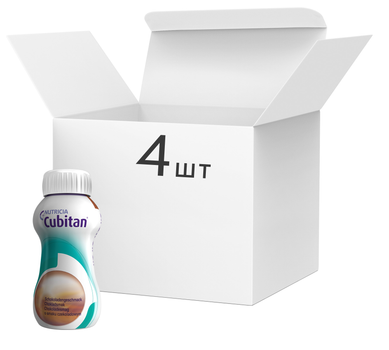Упаковка ентерального харчування Nutricia Cubitan Chocolate flavour зі смаком шоколаду 200 мл х 4 шт (8716900569005)