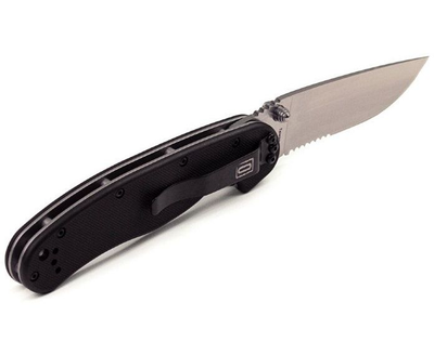 Нож складной карманный полусеррейтор Ontario 8849 RAT1 SS Liner Lock Black 216 мм