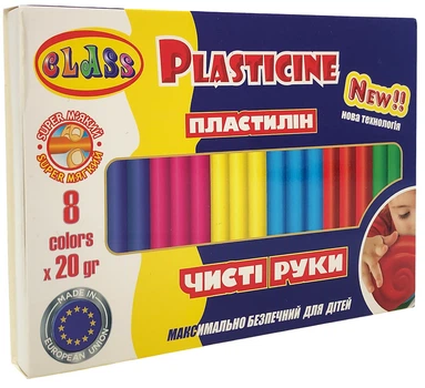 Пластилін Class Чисті руки ECO Maxi 8 кольорів 160 г (7644С) (8591662764406)