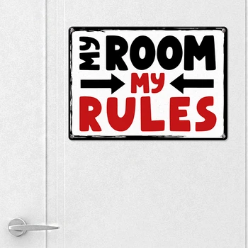 Табличка металева My room my rules 26х18,5 см