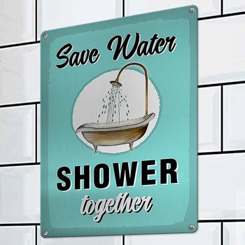 Табличка металева Save water shower together 26х18,5 см