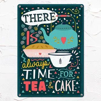 Табличка металева There is always time for tea & cake 26х18,5 см