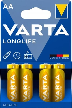Батарейка VARTA LONGLIFE AA LR6 BLI 4 ALKALINE 4/80