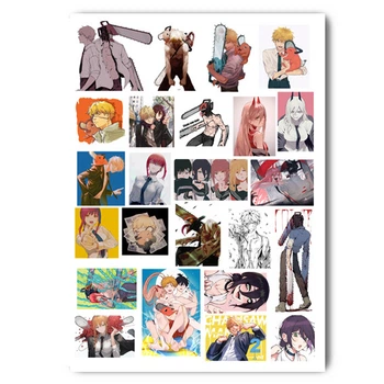 Стикеры аниме Человек бензопила Chainsaw Man А4 лист (stik_111)