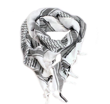 Платок шарф арафатка, шемаг, куфия 110см - Black/White Primo белый