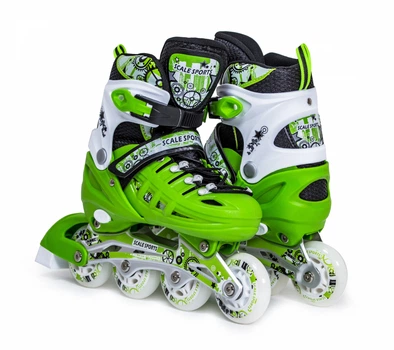 Раздвижные ролики Scale Sport Adult SL-630 размер 38-42 стелька 23,5-27 см Зеленые