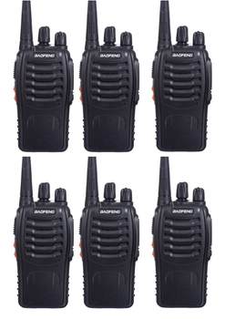 Комплект 6 шт раций портативных Baofeng BF-888S UHF 5 Вт 1500 мАч до 5 км