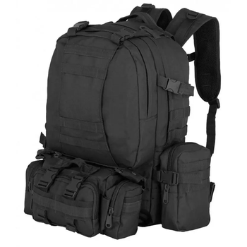 Тактичний військовий рюкзак з підсумками Assault Belt M-12 Oxford 600D 50 літрів Чорний