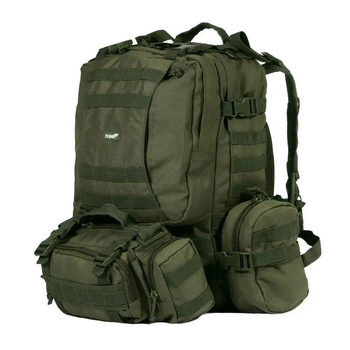 Тактичний військовий рюкзак з підсумками Assault Belt M-12 Oxford 600D 50 літрів Оливковий