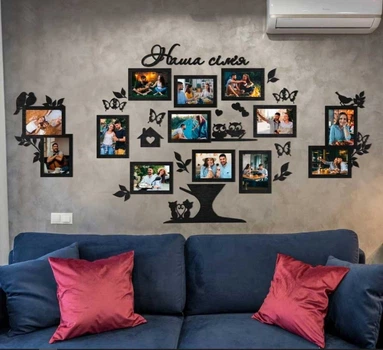 Композиция из фоторамок «Большое дерево с совушками» (00179)