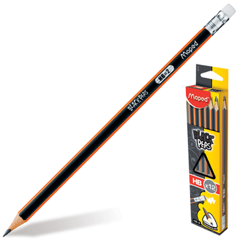 Олівець графітовий Maped Black peps 2B з ластиком (MP.851722)