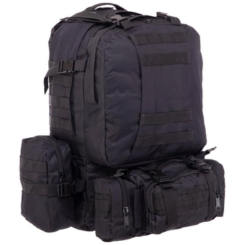 Тактичний рюкзак 55 л рейдовий з підсумками, що від'єднуються (50 х 34 х 15+10 см) Чорний ZK-5504
