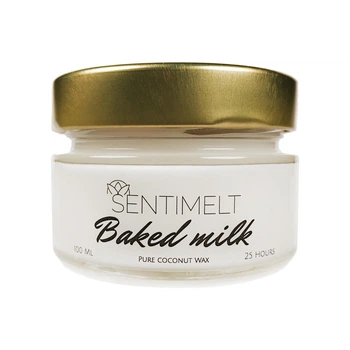 Ароматична кокосова свічка з дерев'яним ґнотом SENTIMELT Baked Milk 100 г (SM110BML)