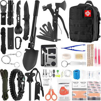 Набор снаряжения и инструментов для выживания UrbanKit 142 в 1 тревожный чемодан на все экстренные и аварийные случаи с сумкой Molle (SURUK-142)