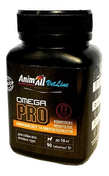 AnimAll VetLine Omega PRO Профилактика нехватки витаминов для малых пород собак 90 таб х 1 г